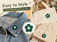 Mini patch brodé de fleurs vert forêt de 1,6 cm, appliqué à coudre pour vêtements, sacs, chapeaux, accessoires pour cheveux et décoration artisanale DIY.