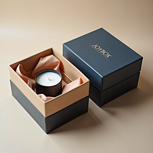 Joybox Nhà Máy Sang Trọng Biểu Tượng Tùy Chỉnh 2-Mảnh Giấy Các Tông Hộp Nến Với Dập Nổi Nến Cứng Nhắc Đóng Gói Quà Tặng Chèn - Product Image 3