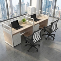 Poste de travail de bureau moderne en bois avec cloison, table et ensemble de mobilier pour employé avec rangement