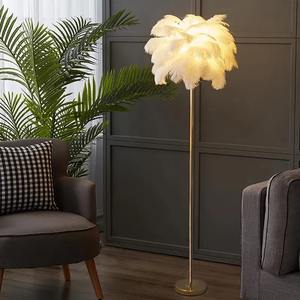 Nouveau Style plume lampadaire chevet blanc rose plume d'autruche coin debout lumière pour salon - Product Image 1
