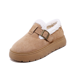 Zapatos de Plataforma de Ante Sintético para Mujer, Punta Redonda, Correa con Hebilla, Forro de Felpa, Suela de Goma Antideslizante, Entresuela de EVA, para Todas las Temporadas - Product Image 1