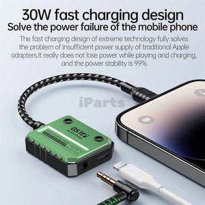 IParts Adattatore 30W GS1 2-in-1 Caricatore Lightning a Jack Audio da 3,5 mm per Cuffie, Adattatore PD per Ricarica Rapida, Accessori per Telefono - Product Image 5
