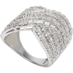 Bague en argent sterling 925 sertie de diamants baguette, pour femme, fiançailles, mariage, bijoux fins, vente en gros - Product Image 2