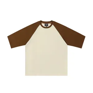 Sıcak satış Unisex yetişkin Boxy T Shirt ağır kahverengi Raglan T Shirt boy T Shirt