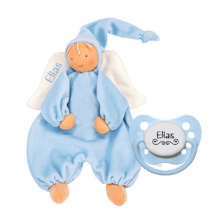 Käthe Kruse Pañuelo de Abrazo Gugguli Ángel con Nombre + NIP Chupete con Nombre Love - Product Image 1