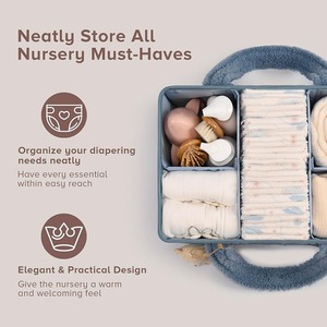 Organisateur de couches pour bébé, panier de rangement pour couches et lingettes, <span class=keywords><strong>sac</strong></span> de rangement portable pour couches avec décorations d'ours - Product Image 3