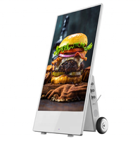 Hobovar tótem LCD móvil para exteriores de 65 pulgadas con ruedas rodantes y pantalla de información de batería para animación de tiendas minoristas