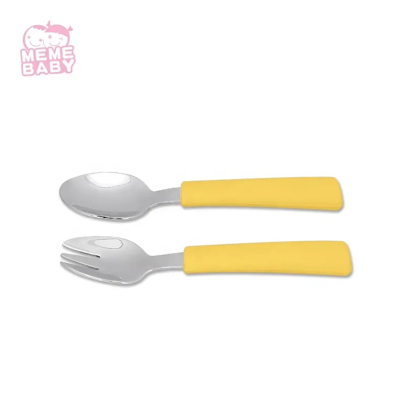 LFGB Silicone Spoons und Forks Set Cutlery 2020 Custom Food Fruit Eco BPA Free Stainless Steel New Baby Infant Toddler Kid
