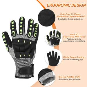 Высококачественные прочные перчатки с нитриловым покрытием и креплением на липучке, уровень защиты от ударов <span class=keywords><strong>2</strong></span>, защита от порезов A4, для промышленного строительства - Product Image 5