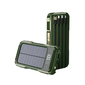 SOS Đèn Laser năng lượng mặt trời sạc được xây dựng trong 4 dây 20000mAh Bảng điều khiển năng lượng mặt trời sạc cho điện thoại di động và máy tính bảng năng lượng mặt trời sạc di động
