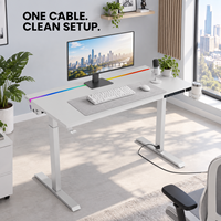 Bureau de jeu PC électrique réglable en hauteur à double moteur AOR 140 cm, bureau assis-debout en métal RGB, vente en gros d'usine