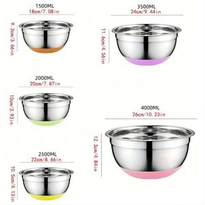 Bộ tô trộn inox kiểu Mỹ <span class=keywords><strong>5</strong></span> kích cỡ, kèm dao cắt salad, đế silicon chống trượt, dùng cho nhà bếp - Product Image 5