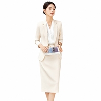 Ensemble de vêtements de bureau professionnels pour femmes de haute qualité, blazer et jupe ajustés sophistiqués