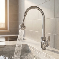 Adaptateur de robinet de pulvérisateur chromé classique universel à 360 degrés Filtre anti-éclaboussures flexible Design coulissant moderne pour salle de bain cuisine