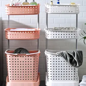 XingYou-cesta de ropa sucia de 3 niveles para baño, cesta de plástico rodante para almacenamiento de Gel de ducha y champú, 2020