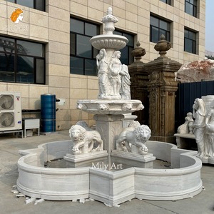 Fonte de Água de Luxo MILY com Design de Leão e Senhora em Mármore Branco, Estilo Europeu para Jardim de Villa ao Ar Livre - Product Image 4