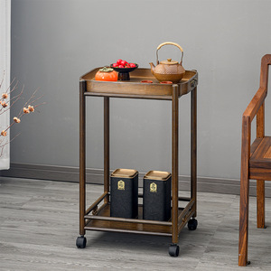 โต๊ะข้างไม้ไผ่มีล้อ รถเข็นชาอเนกประสงค์สำหรับใช้ในบ้านเป็นโต๊ะกาแฟ - Product Image 4