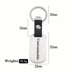 Porte-clés vierge en acier inoxydable et cuir pour gravure laser, impression UV couleur, matériau métallique, porte-clés en PU, logo personnalisé - Product Image 3