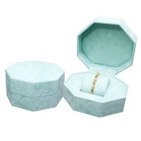 Boîte à bijoux hexagonale en velours personnalisée pour boucles d'oreilles, pendentifs, bracelets, emballage de bijoux multicolores, boîte cadeau en velours de luxe