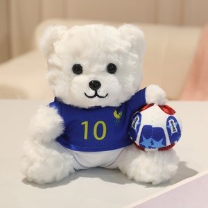 Ours en peluche bouclé de football, deux tailles, plusieurs styles de maillots d'équipes nationales, en coton PP doux et moelleux, cadeau souvenir mignon - Product Image 2