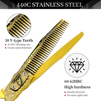 Ciseaux de coiffure professionnels 6.0 pouces en acier Damas doré, nouveau design tendance, ciseaux plats et ciseaux à dents, personnalisables avec logo, HS-690