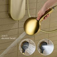 Colonne de douche murale multifonctionnelle en métal brossé avec LED, jet haute pression, pluie douce et résistante à l'eau