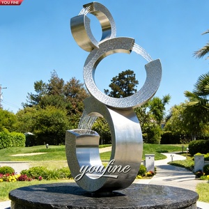 YOUFINE Fontana Circolare a Cascata in Acciaio Inossidabile Lucidato a Specchio, Design Moderno per Giardino - Product Image 2
