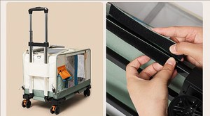 Sac de transport pliable 2-en-1 <span class=keywords><strong>pour</strong></span> animaux de compagnie (chat, <span class=keywords><strong>chien</strong></span>), grande capacité, 4 roues, fenêtre en maille, sac à dos portable, chariot détachable - Product Image 5