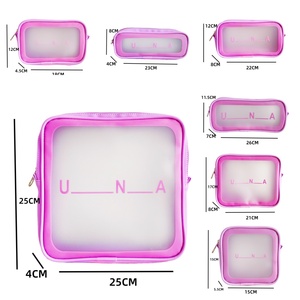 Hot Selling Waterproof PU Cosmetic <b>Bag</b> Custom Size <b>Clear</b> PVC Makeup <b>Bag</b> Large Capacity <b>Travel</b> Zipper Pouch - Product Image 6