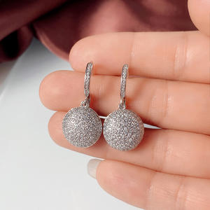 Pendientes colgantes de moissanita Mk376, oro blanco, corte brillante redondo, microincrustaciones, joyería de lujo para mujer E1858 - Product Image 6