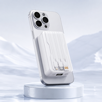 Batterie externe haute capacité 20000 mAh avec chargeur magnétique sans fil 15 W, charge rapide 22,5 W, câbles intégrés pour les voyages