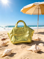 Pochette de maquillage portable en similicuir craquelé doré métallisé avec fermeture éclair, grande capacité, mini sac cosmétique à main