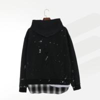 Sweat à capuche pour homme en molleton 100% coton, imprimé numérique, ourlet patchwork, coupe ample, manches longues, streetwear automne-hiver