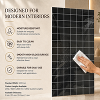 Panneau mural en PVC brillant noir MORLENX, résistant à l'eau, facile à nettoyer, pour cuisine, salle de bain, intérieurs commerciaux