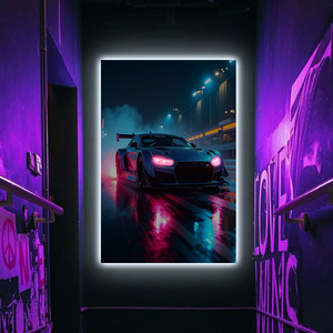 Decorazione Murale Moderna con Luce LED in Acrilico, Stampa Artistica di Auto da Corsa <span class=keywords><strong>e</strong></span> Auto Sportive - Product Image 5