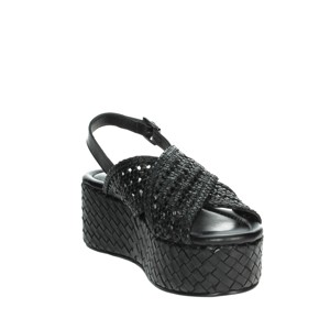 Sandali neri con tacco con soletta in PU con cinturino alla caviglia a punta aperta impermeabile funzione di aumento di altezza comoda per la stagione estiva - Product Image 5