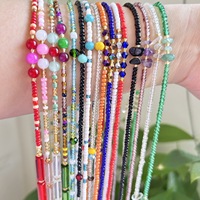 Bijou de Ventre Chaîne de Taille Bohème Femme Plage en Corde de Coton à Nouer, Perles Colorées en Verre, Cristal, Riz et Pierres Naturelles