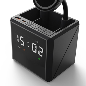 Lampe de bureau multifonctionnelle 3 en 1, station de charge magnétique sans fil, double réveil, chargeur de téléphone sans fil Magsafered 15W - Product Image 4