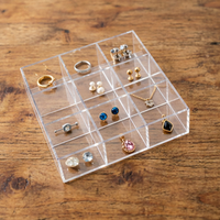 Organisateur en acrylique transparent à 9 compartiments, boîte de présentation et de rangement multifonction pour bijoux, timbres et perles