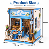 Kit de maison de poupée miniature en bois à faire soi-même, modèle de café méditerranéen, maison en bois 3D à assembler, puzzle, jouets artisanaux pour cadeau