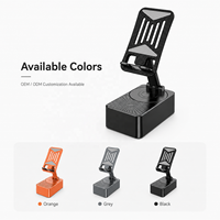 Support de téléphone et haut-parleur 2 en 1, haut-parleur de bureau sans fil 5W avec support de téléphone portable pliable et réglable