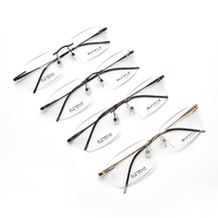 Gafas de Titanio Hechas a Mano de Alta Calidad en Existencia, Montura Óptica Redonda sin Aro