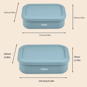 Custom 700ml 1300ml Eco Friendly Bpa Free Food Grade Compartment Food Storage Container Snack Lunchbox Silicone Bento <b>Lunch</b> <b>Box</b> - Product Image 2
