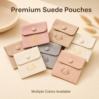Pochette en microfibre suédée pour bijoux avec bouton-pression, logo personnalisé, petit sac cadeau pour emballage de bijoux, vente en gros