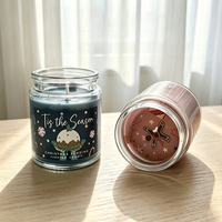 Bougie parfumée en cire de soja écologique pour les fêtes de Noël, dans un bocal en verre cylindrique, décoration parfumée pour la maison, cadeau, parfum personnalisé, fêtes