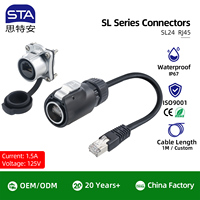 Konektor RJ45 Tahan Air Male Square IP67 Aviation Plug Square Flange Female Socket Adaptor CAT6a Gigabit Ethernet Data Wire