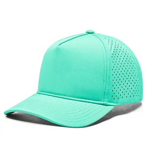 Custom Logo 5 Panel Fashion Waterproof Breathable Sport Cap Casual Laser Cut Drilled Hole Trucker Hat