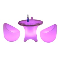 Table de bar lumineuse rotomoulée avec chaise à dossier, mobilier LED pour patio