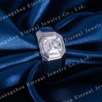 Bague Chevalière de Luxe à Sceau Hexagonal en Diamant de Laboratoire, en Or Massif 14K 18K, Bande Large, Cadeau d'Anniversaire de Mariage pour Homme