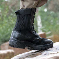 Bottes tactiques à fermeture éclair pour femmes, bottes en mesh respirantes pour l'été, chaussures de travail de sécurité pour hommes, pour l'extérieur